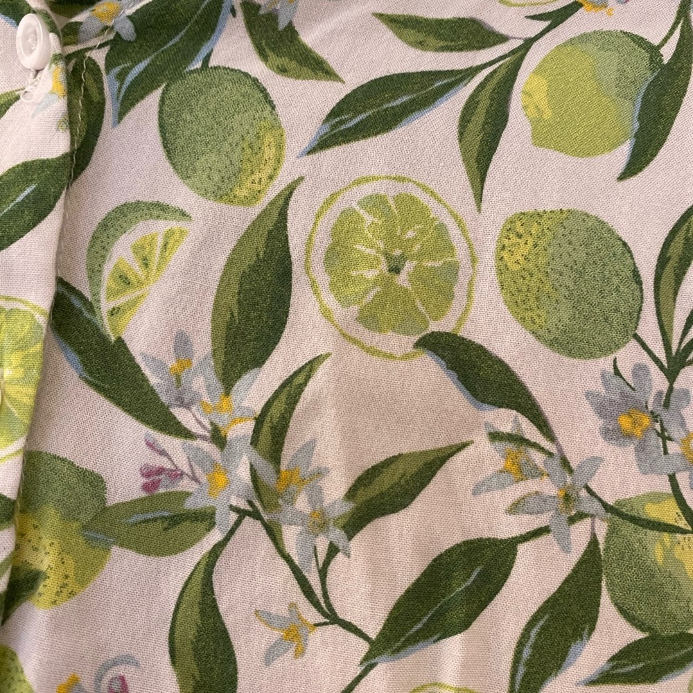 Alex + Jordan Bright Lime Print Button-Up Blouse Fits Like L not XL as labeled - Picture 2 of 4